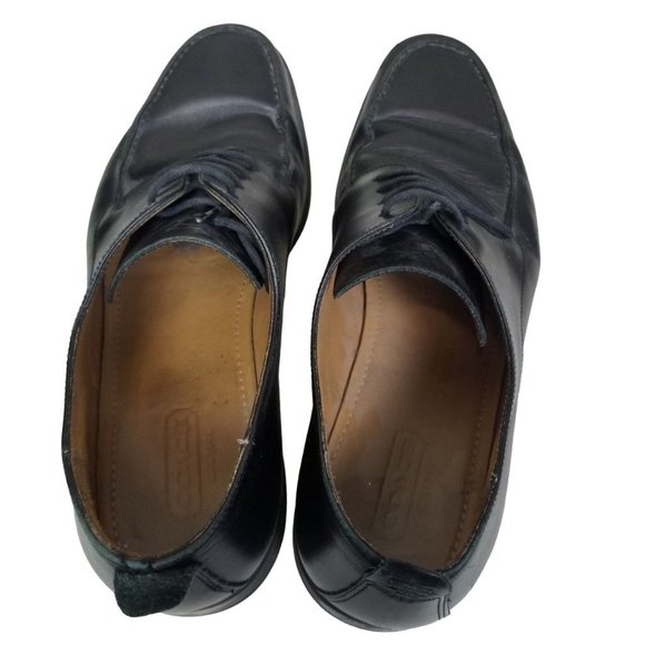 Coach Mens 9 Black Leather Lace Up Apron Toe Carle - Picture 7 of 11